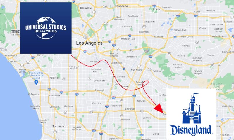 How Far is Universal Studios From Disneyland
